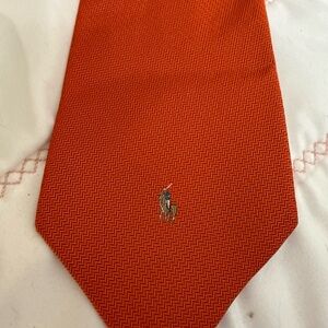 Ralph Lauren Orange Tie with Embroidered Logo